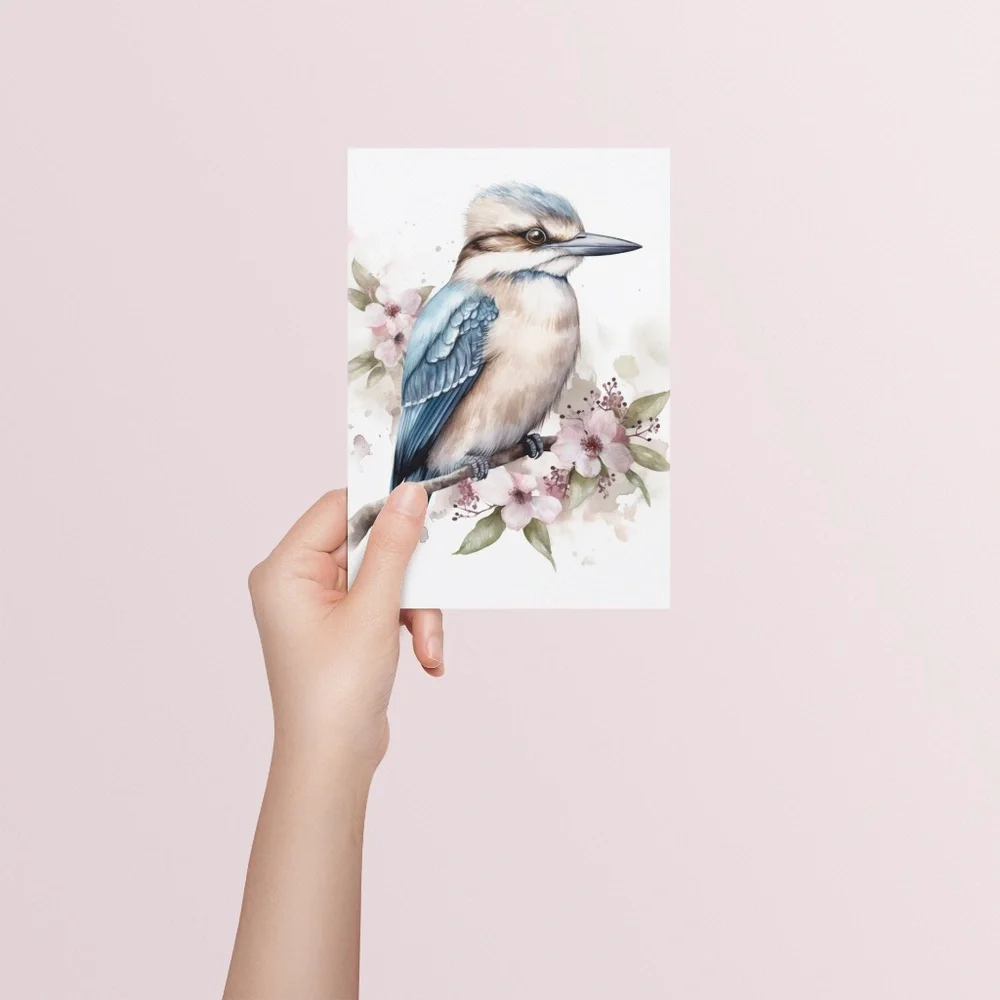 Watercolor Kookaburra Bird Portrait Wall Art Illustration Print Unframed - Picture 6 of 15